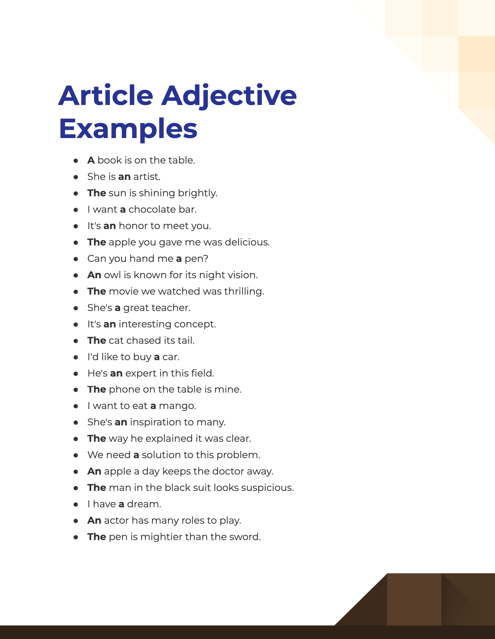 article adjective examples1