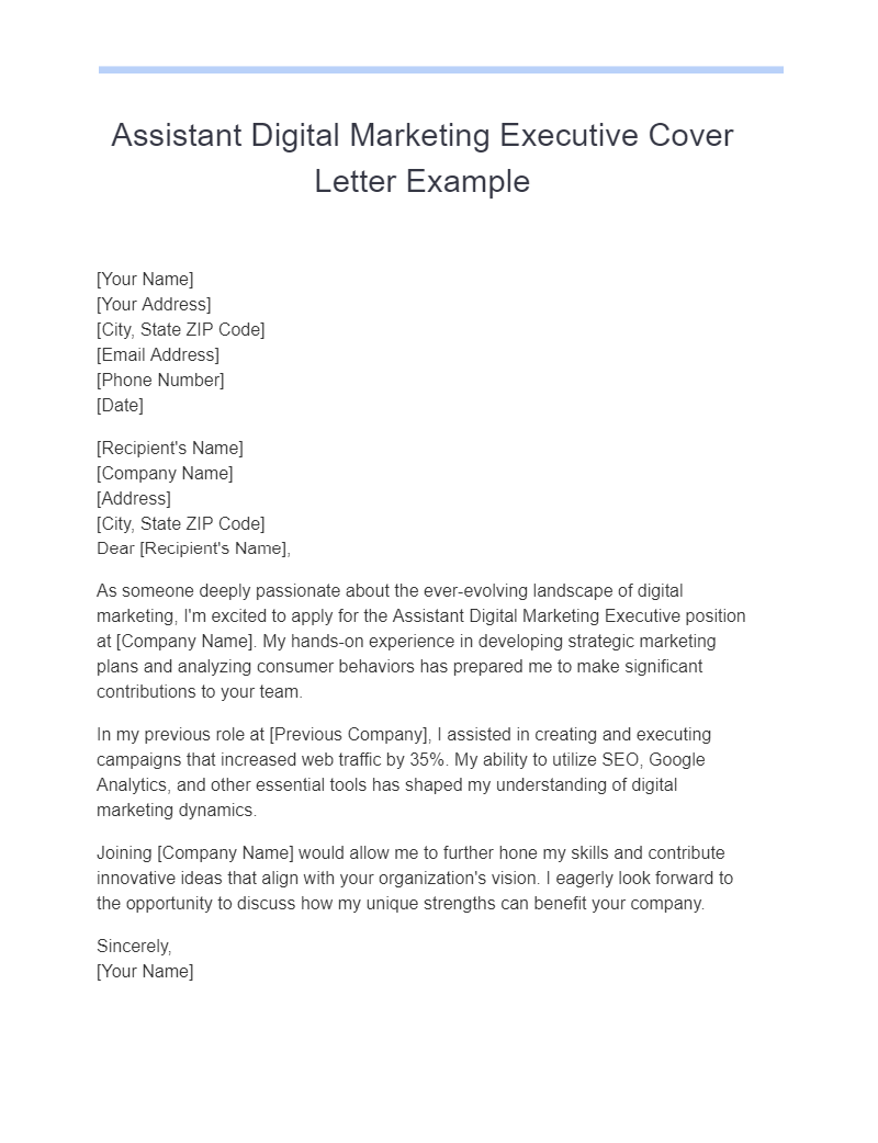 digital marketing executive cover letter