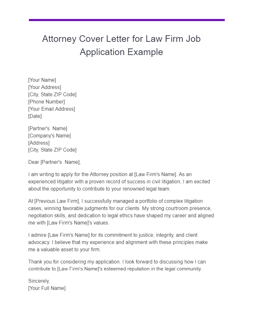 attorney cover letter examples