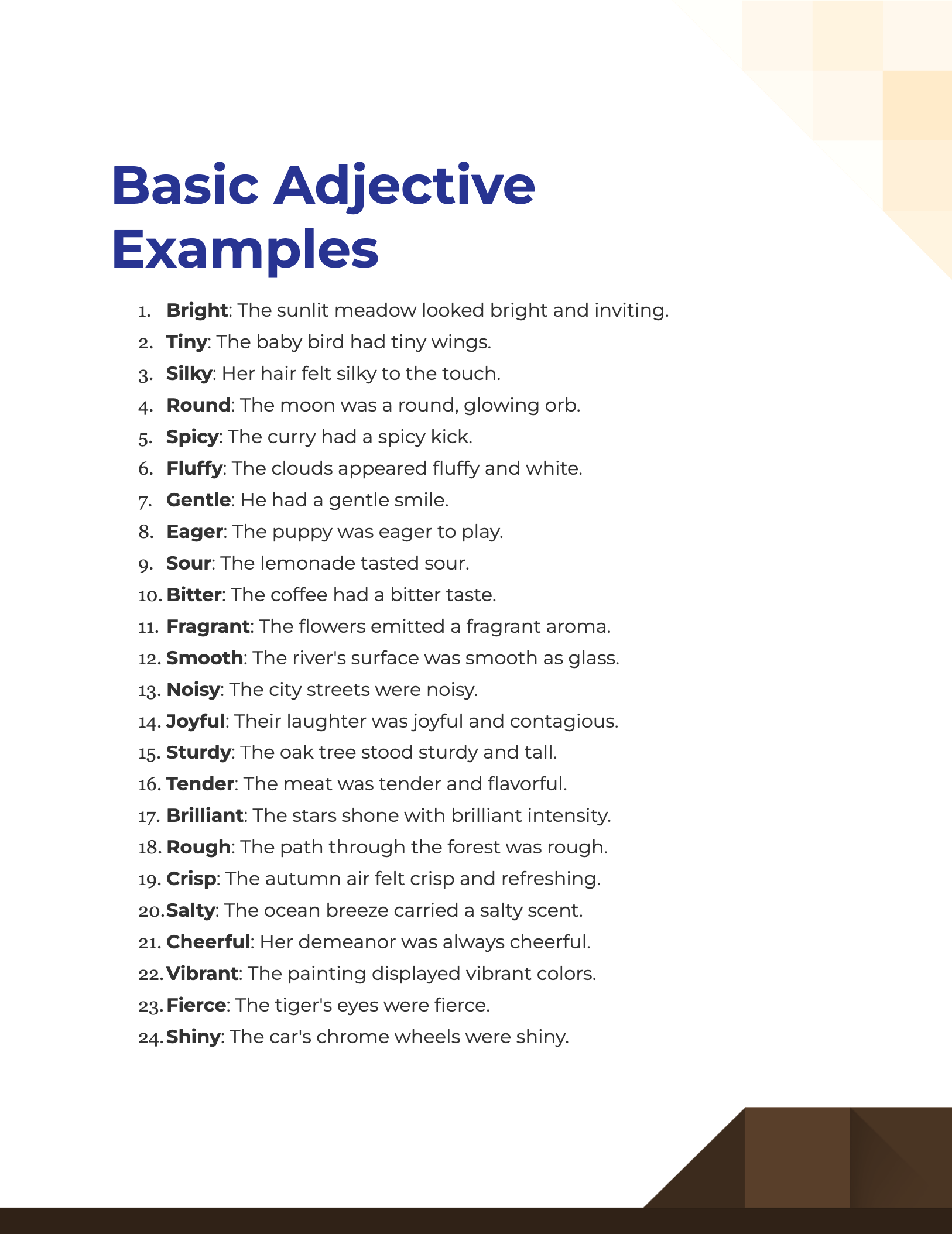 Basic Adjective 99 Examples How to Use PDF Tips