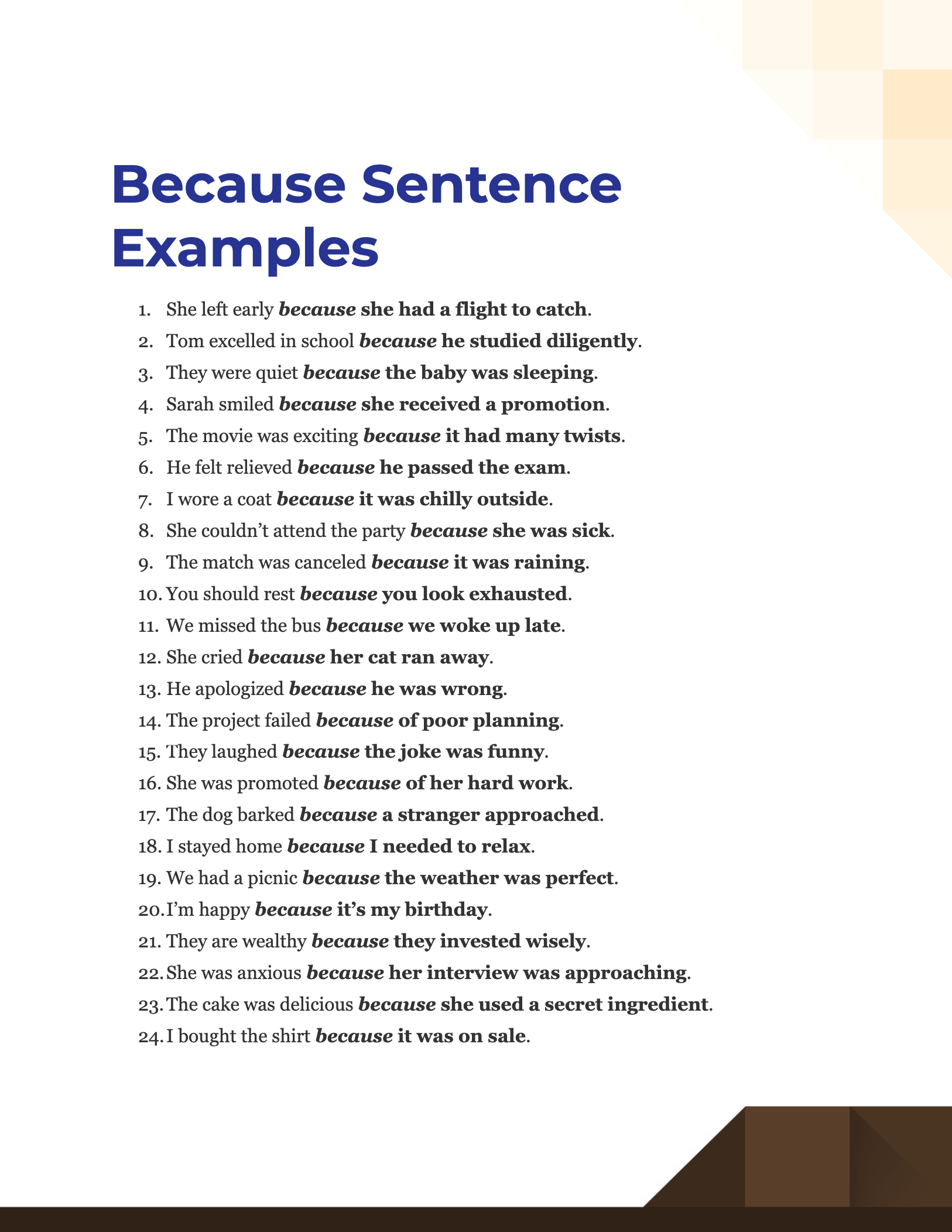 because sentence