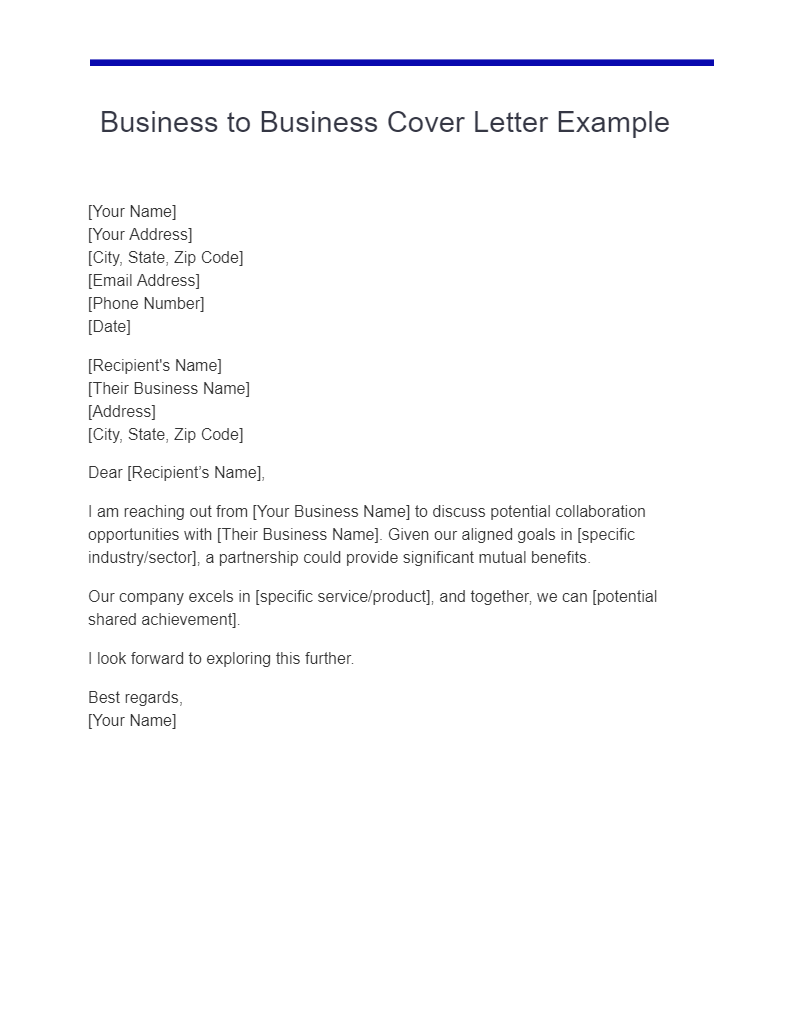 Business to Business Cover Letter Example
