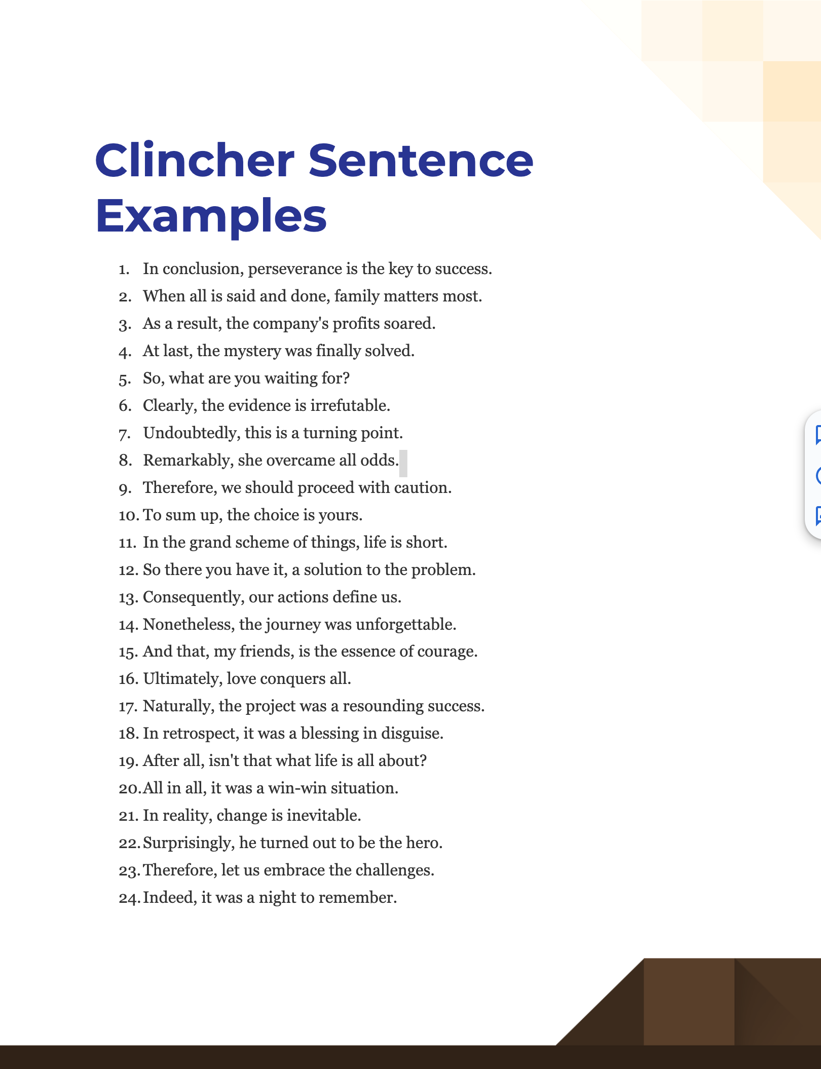 clincher sentence