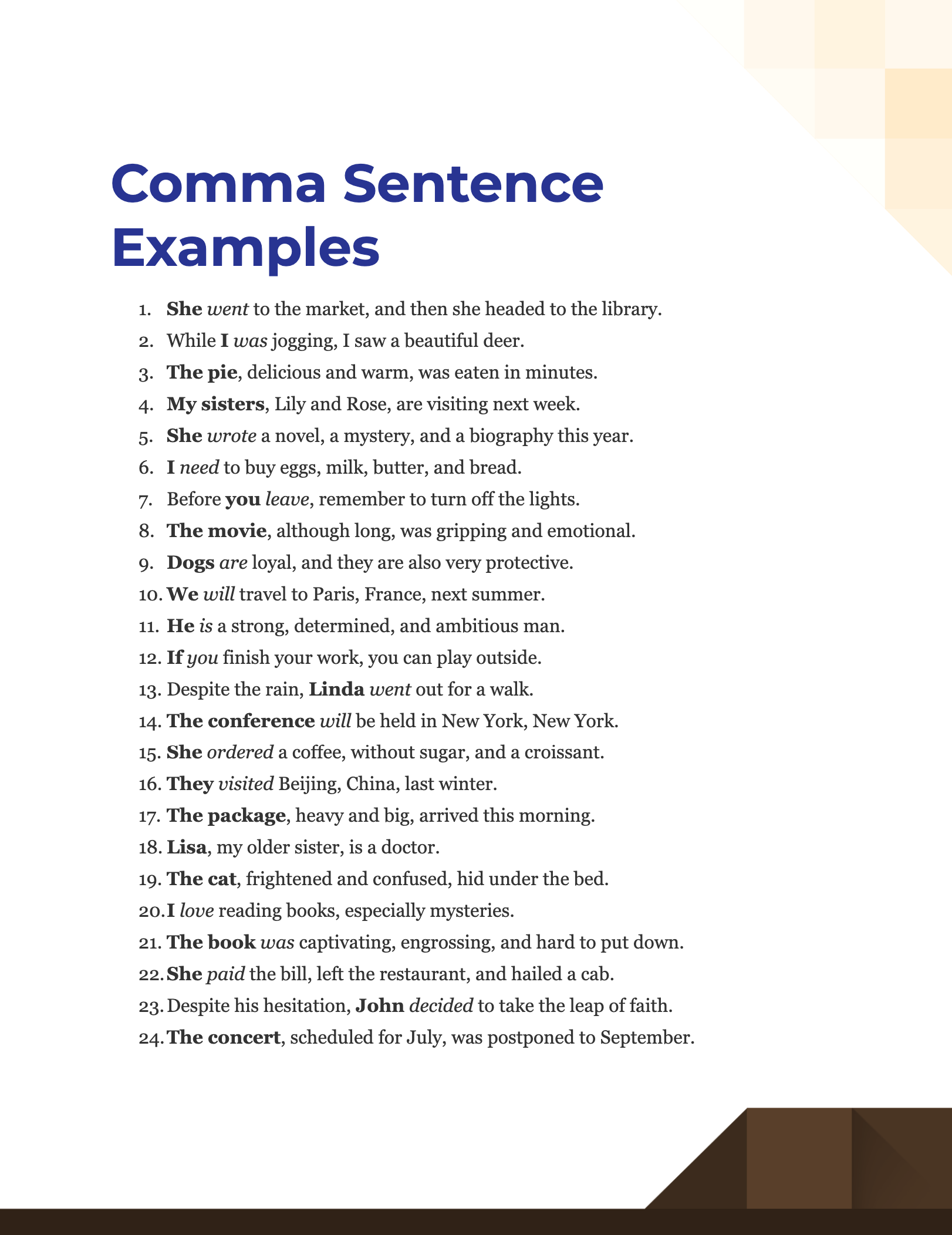 100+ Comma Sentence Examples, How to Write, Tips Examples