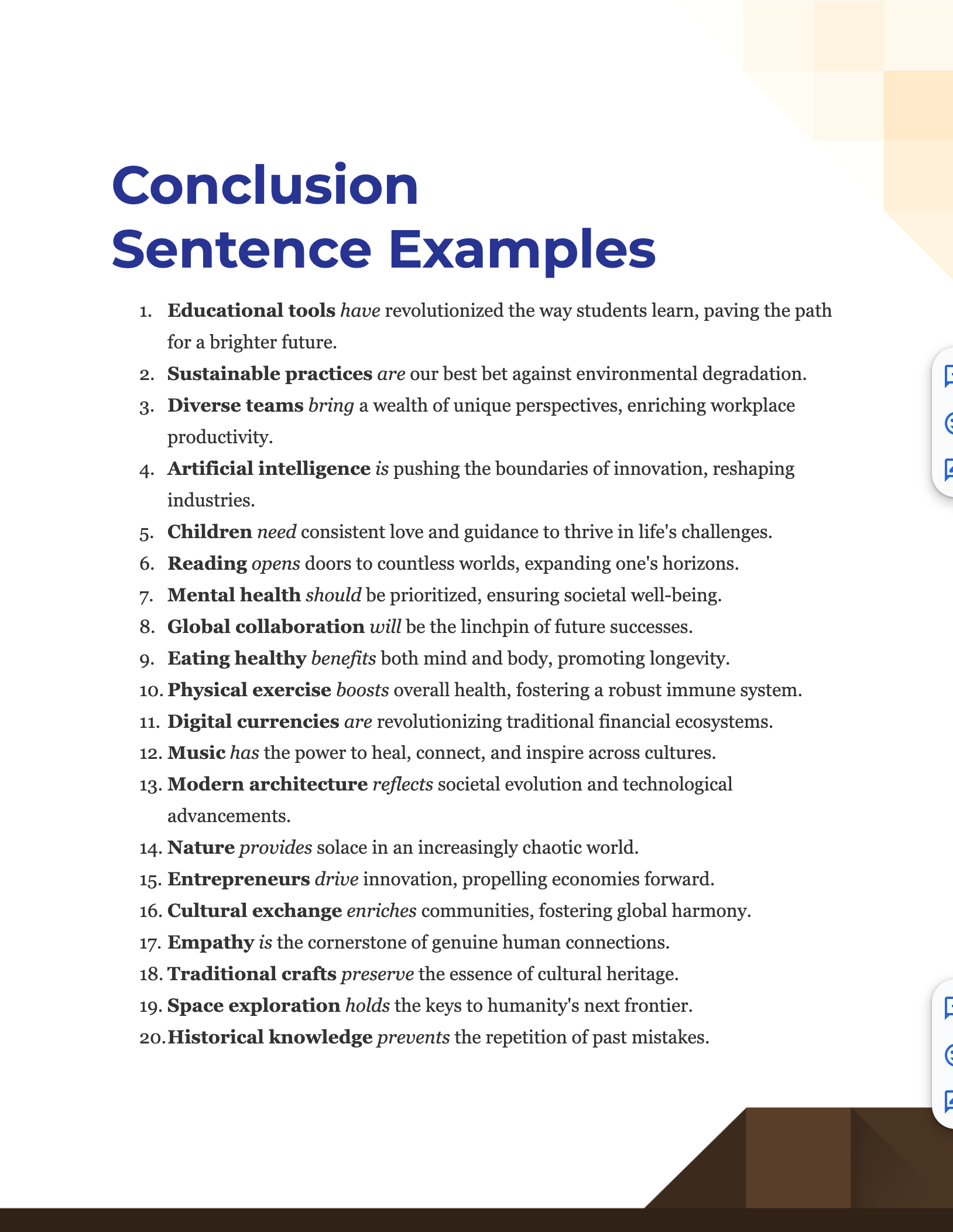 conclusion sentence examples for speeches