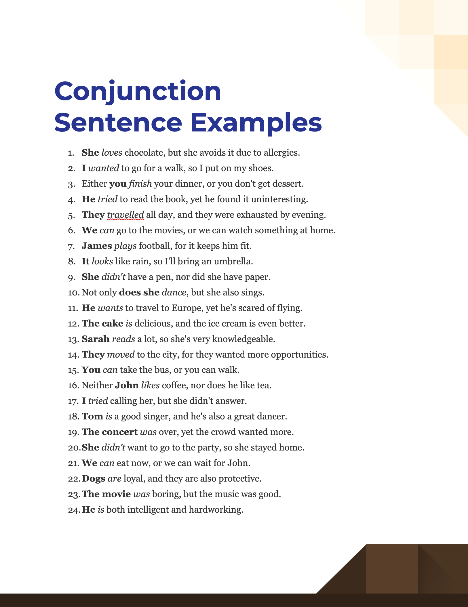 Conjunction Sentence Examples