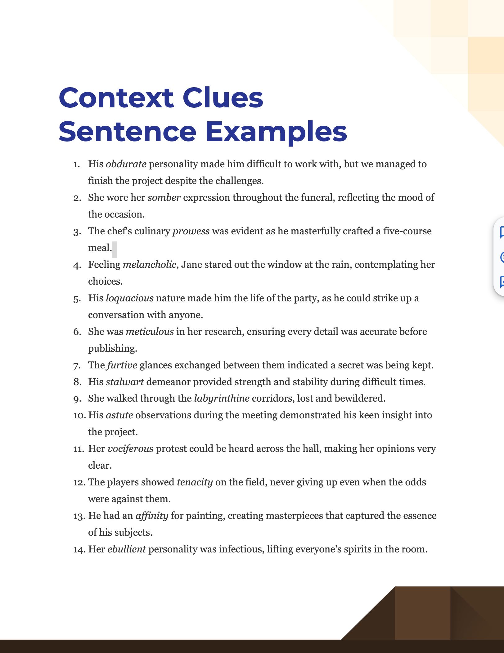 Give Five Types Of Context Clues And Use Them In The Sentence at Elise ...