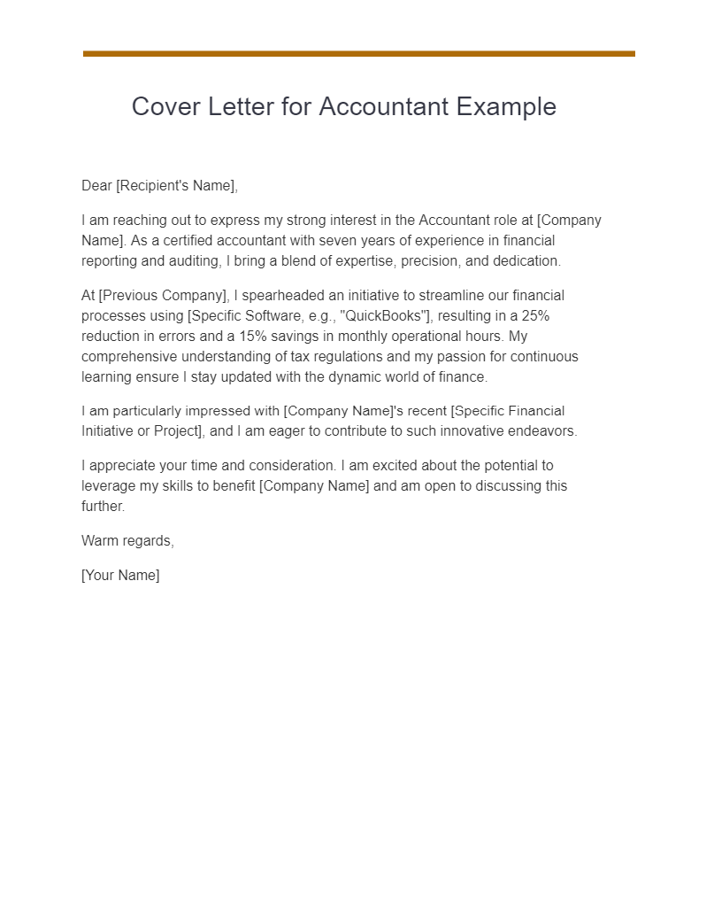 Cover Letter for Accountant Example
