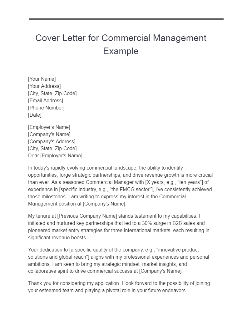 Management Cover Letter - 28+ Examples, PDF