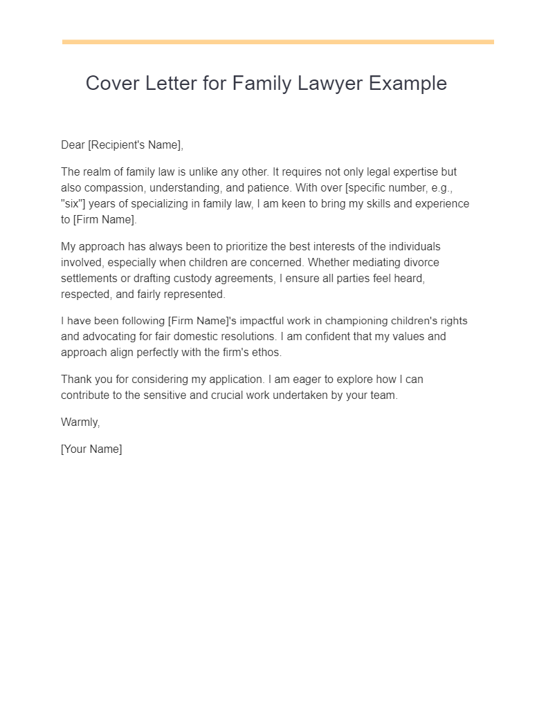 Cover Letter for Family Lawyer Example