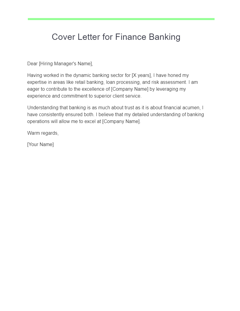 finance cover letter example