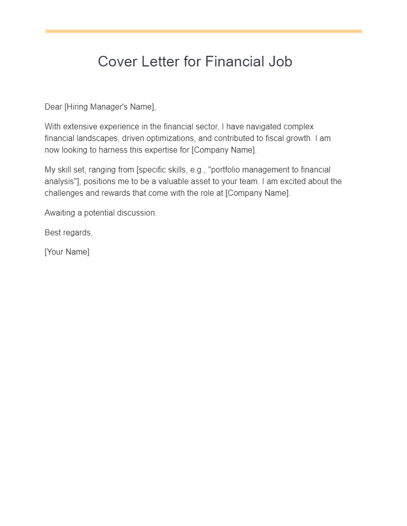 Cover Letter for Financial Job