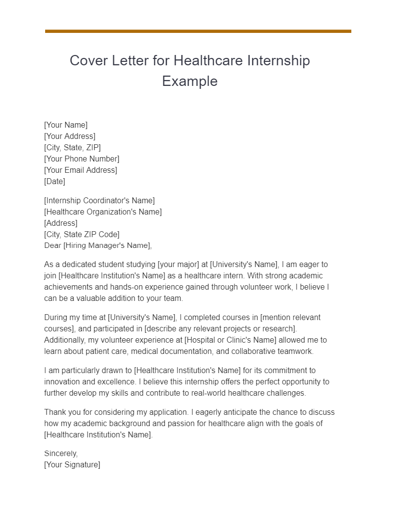 examples of cover letter for healthcare