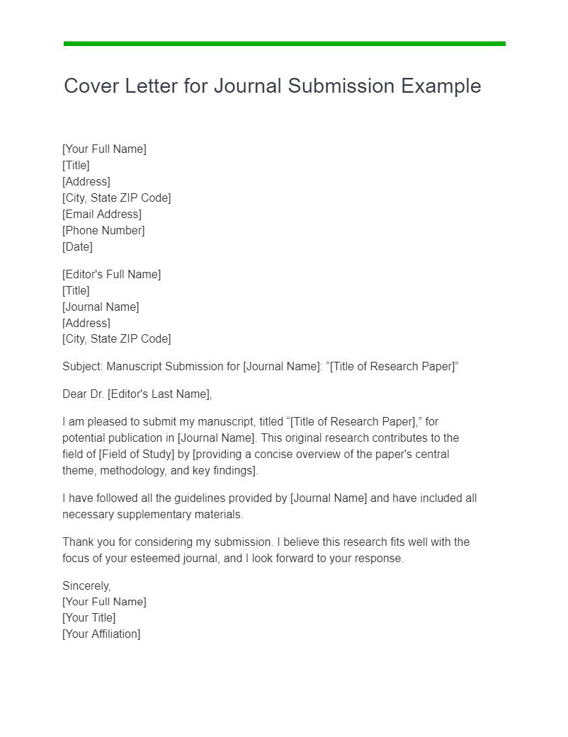 cover letter to submit research paper