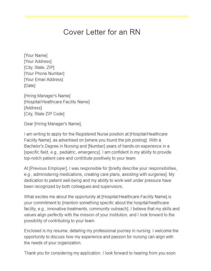 Cover Letter for an RN