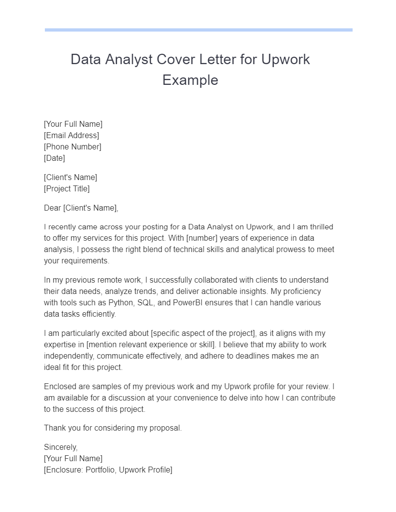 data analyst cover letter for internship