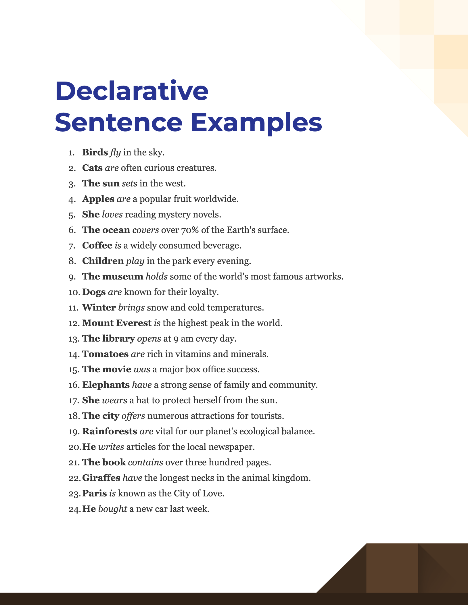 100 Declarative Sentence Examples How To Write Tips Examples 9967