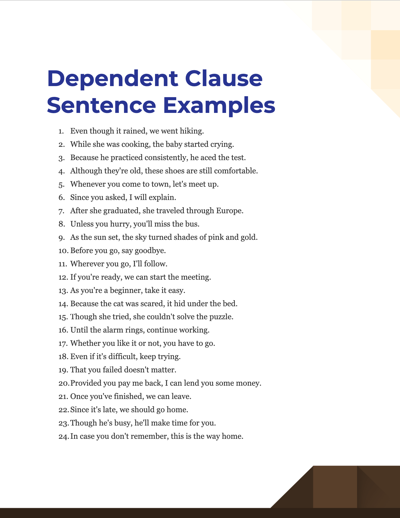 dependent clause sentence