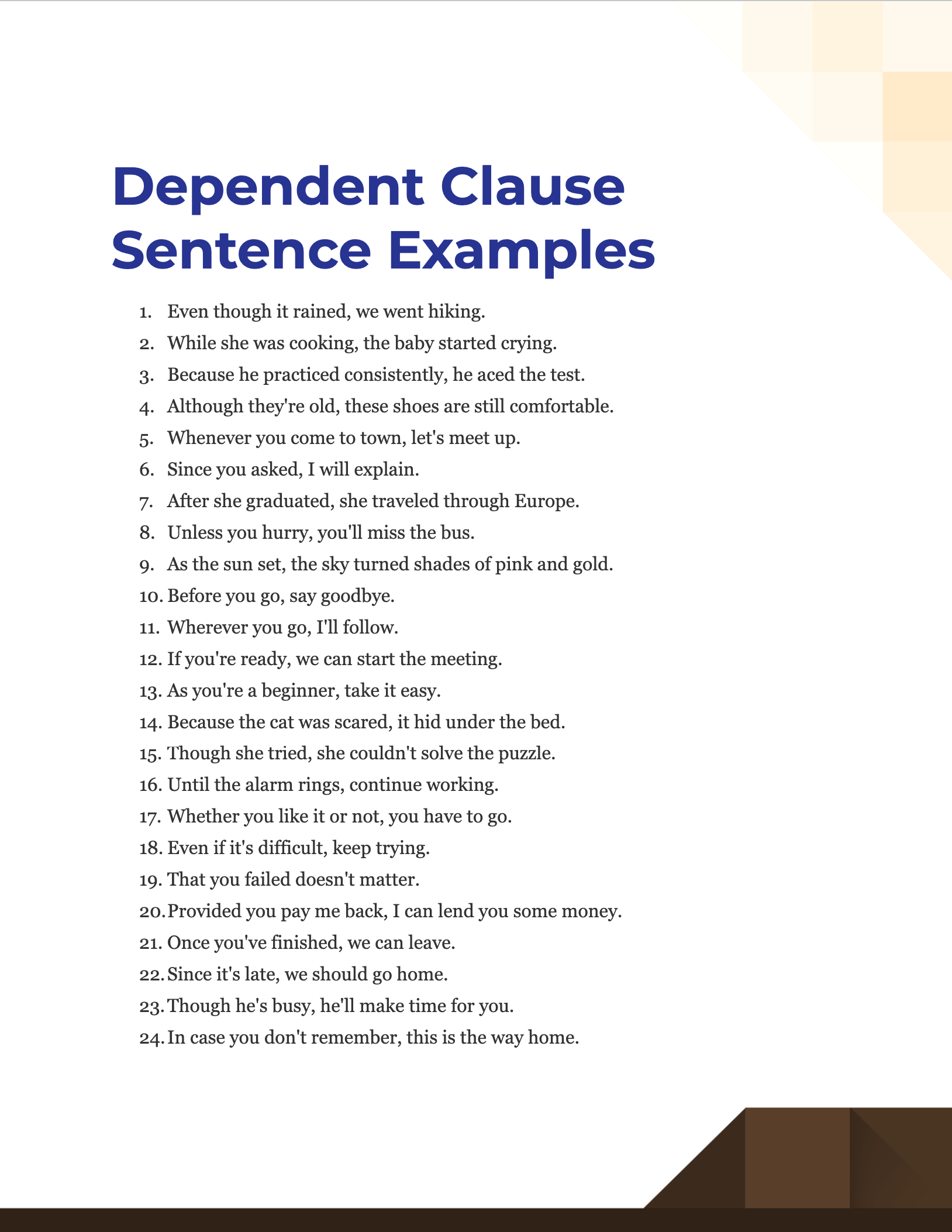 Dependent Clause Sentence 99+ Examples, PDF, Tips