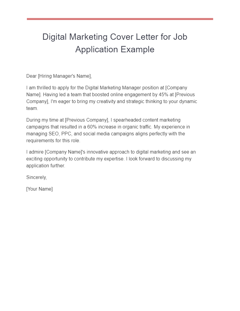 Digital Marketing Cover Letter 27 Examples Format Pdf 