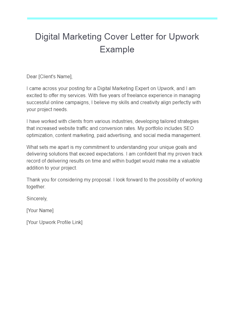 sample digital marketing cover letter