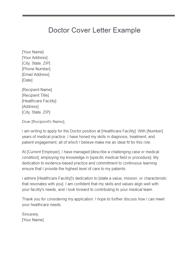 Doctor Cover Letter Example