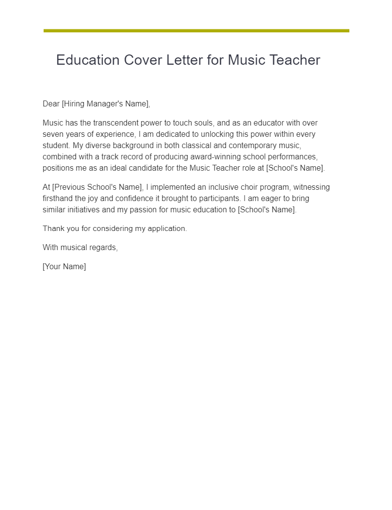 how to write a cover letter for music teaching