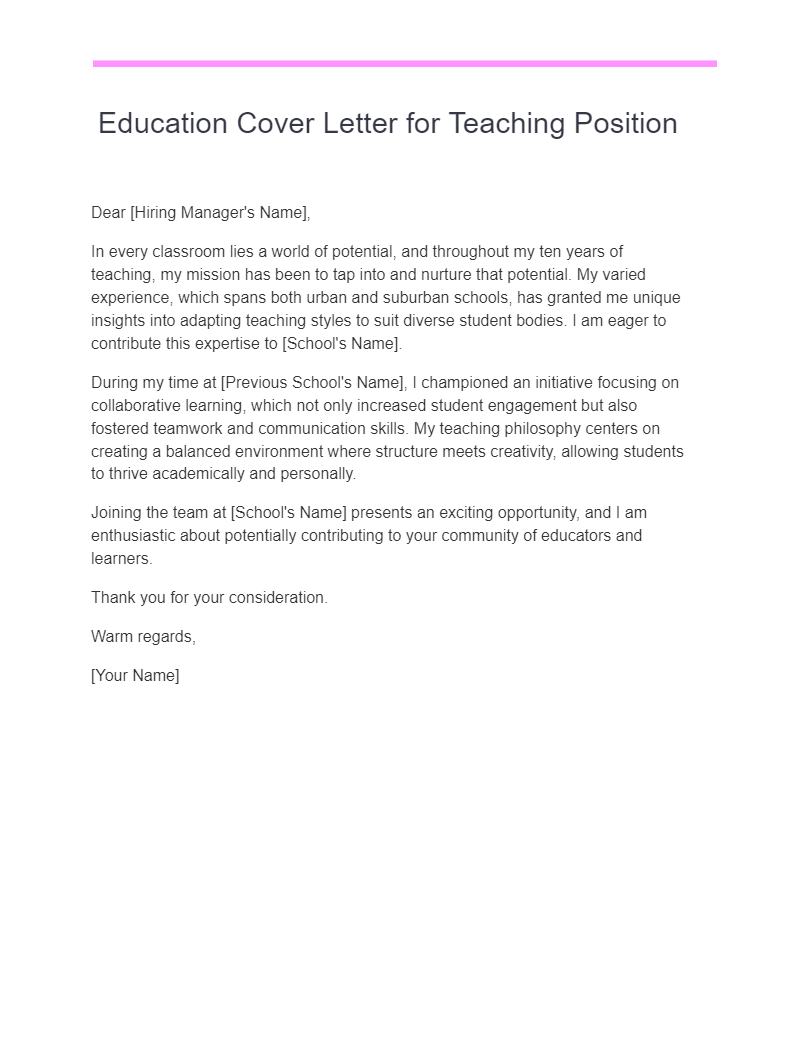 cover letter for education project officer