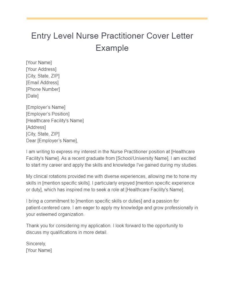 sample cover letter for new nurse practitioner