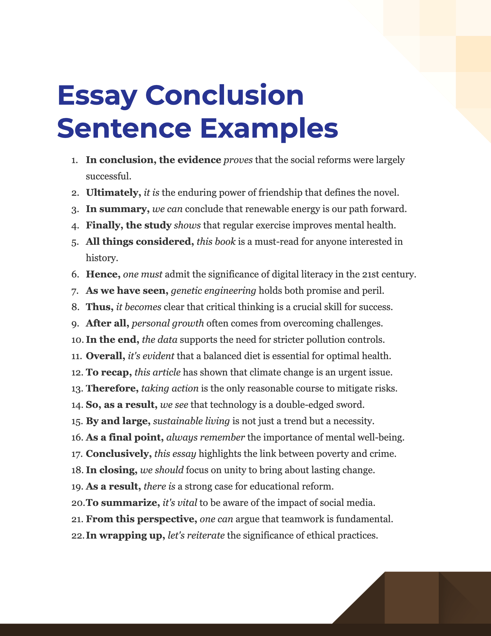 essay conclusion sentence