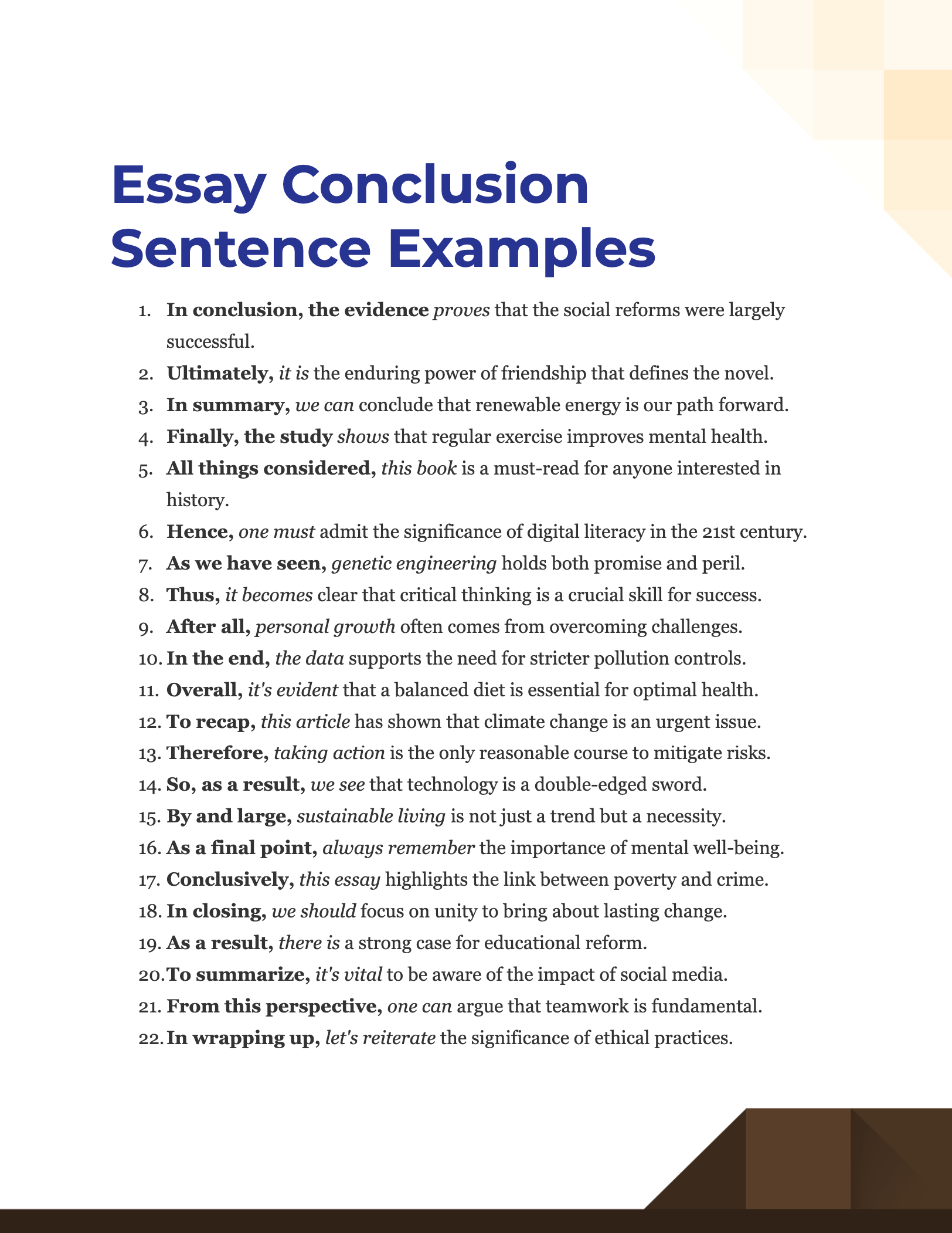 Essay Conclusion Sentence