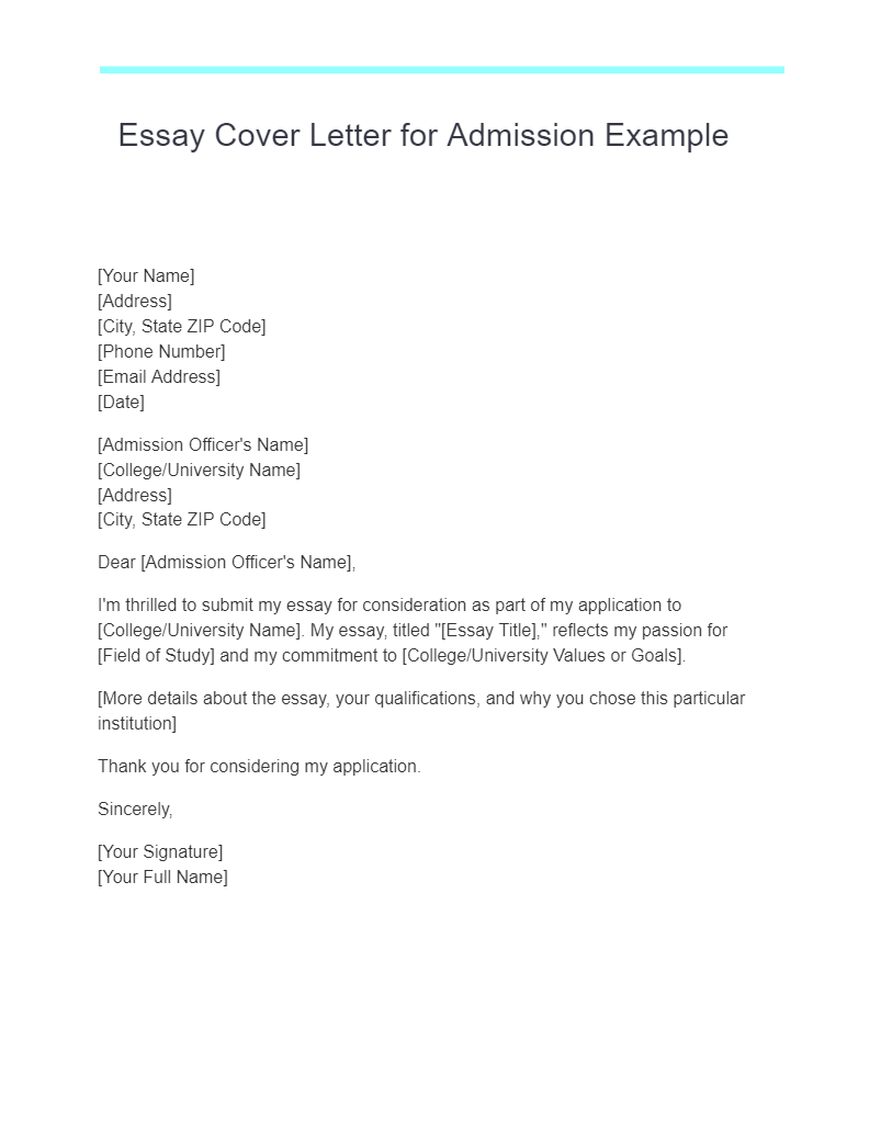 10+ Essay Cover Letter Examples, How to Write, Tips | Examples