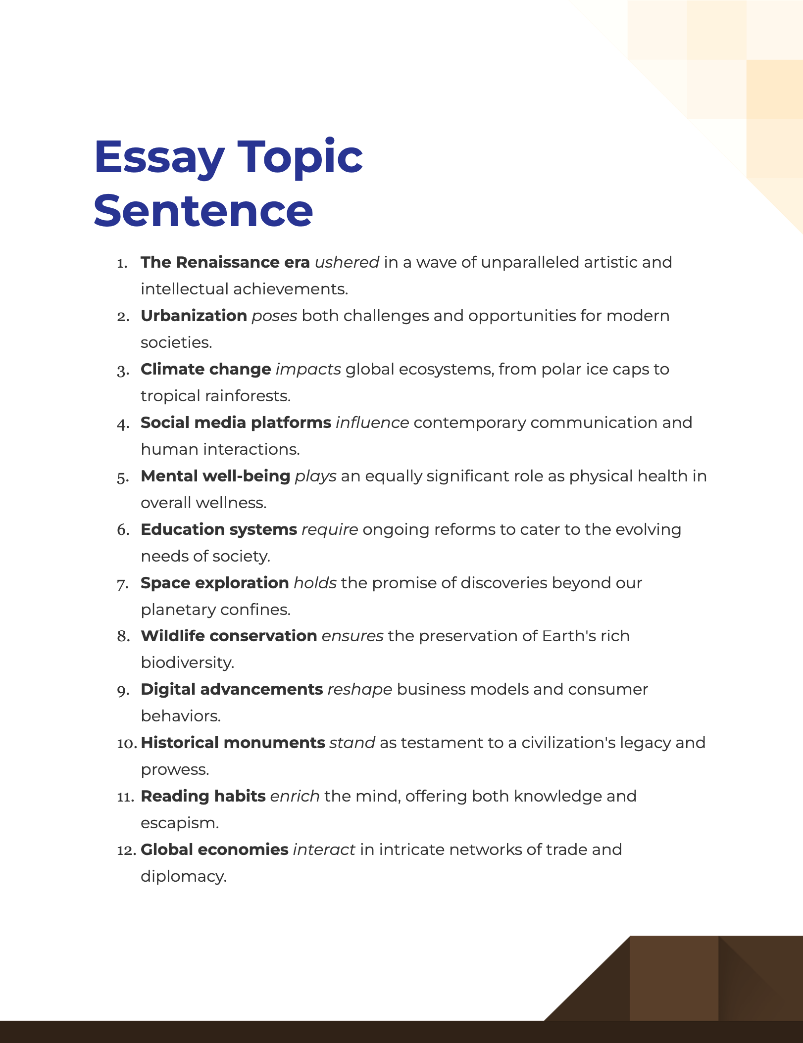 introduction topic sentence essay