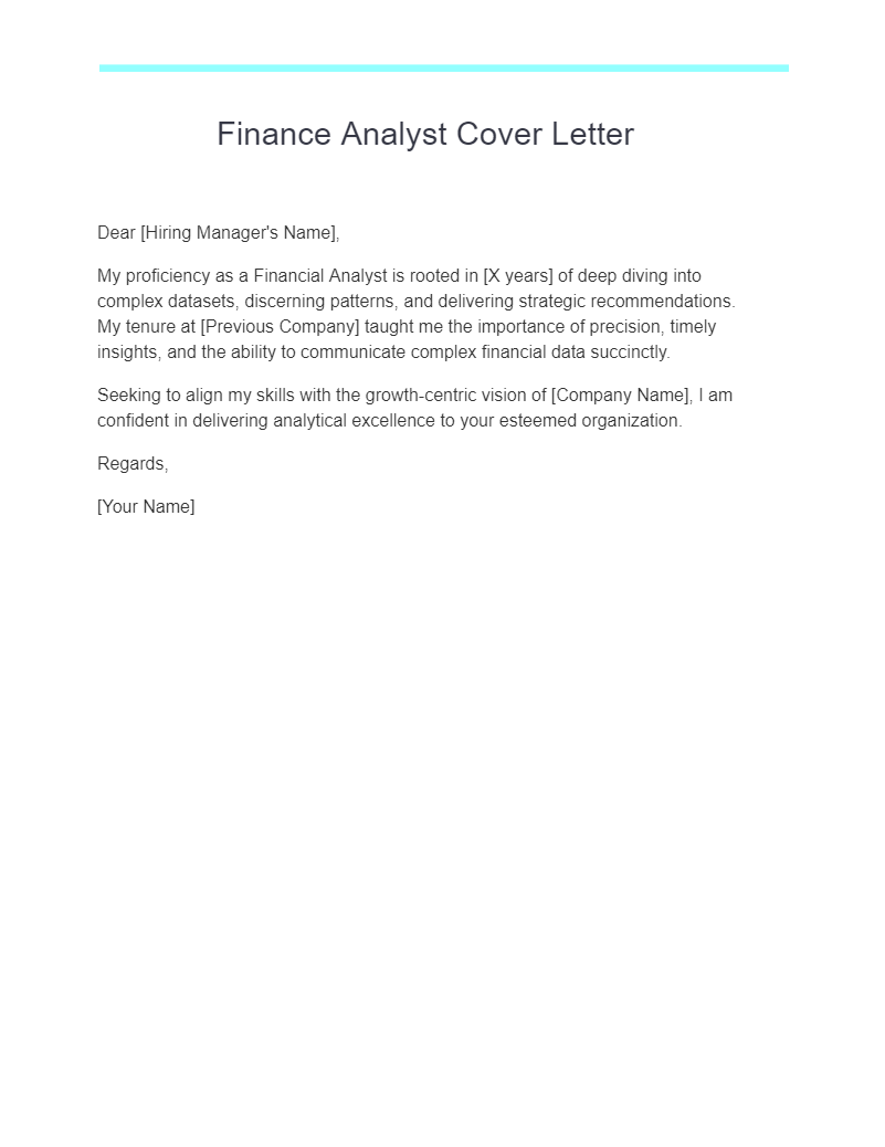 Finance Analyst Cover Letter