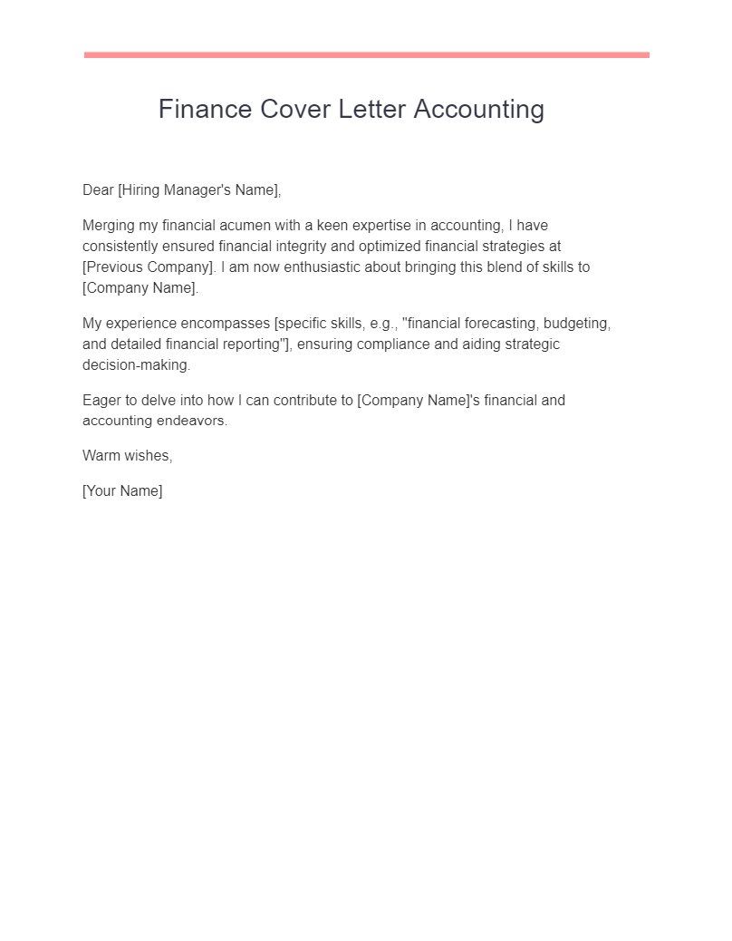Finance Cover Letter Accounting