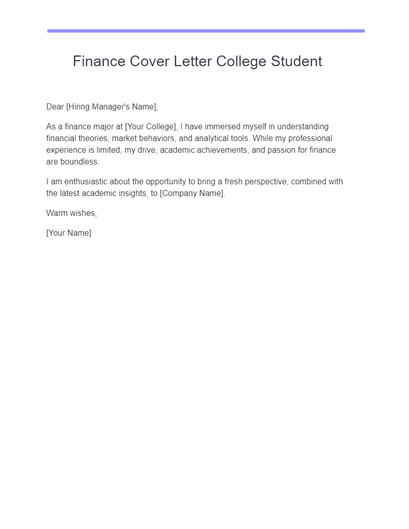 cover letter for finance graduate programme