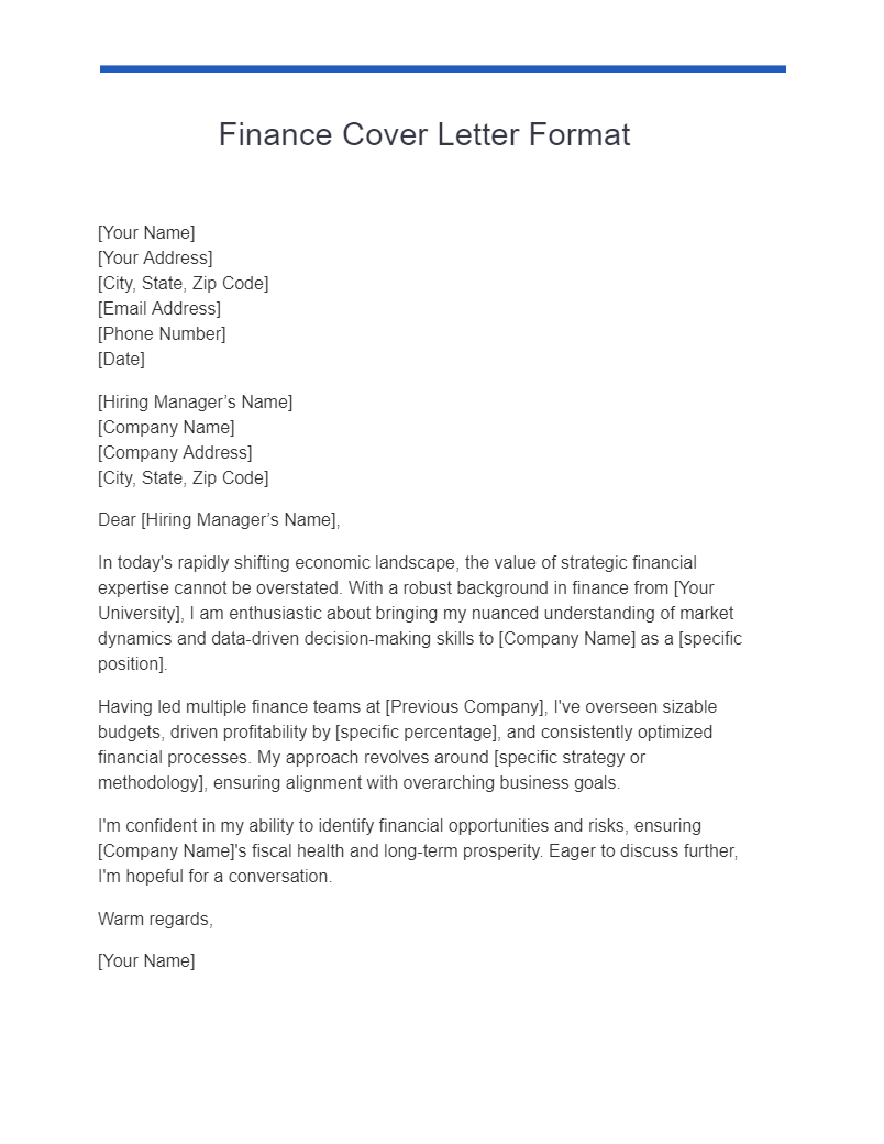 example of cover letter finance