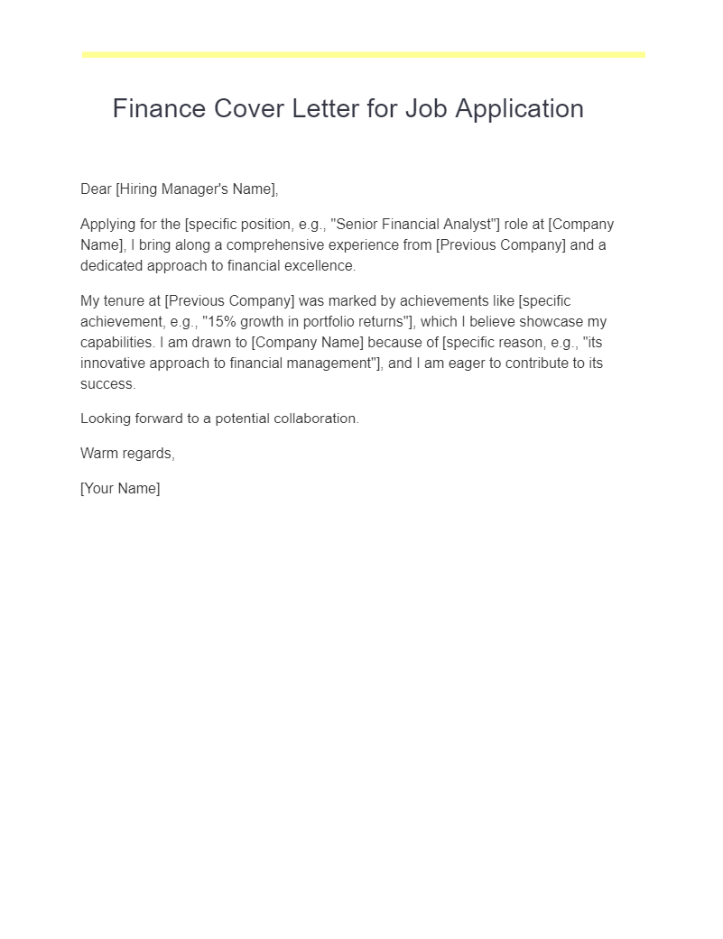 finance cover letter examples for internships