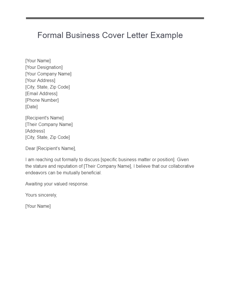 Formal Business Cover Letter Example