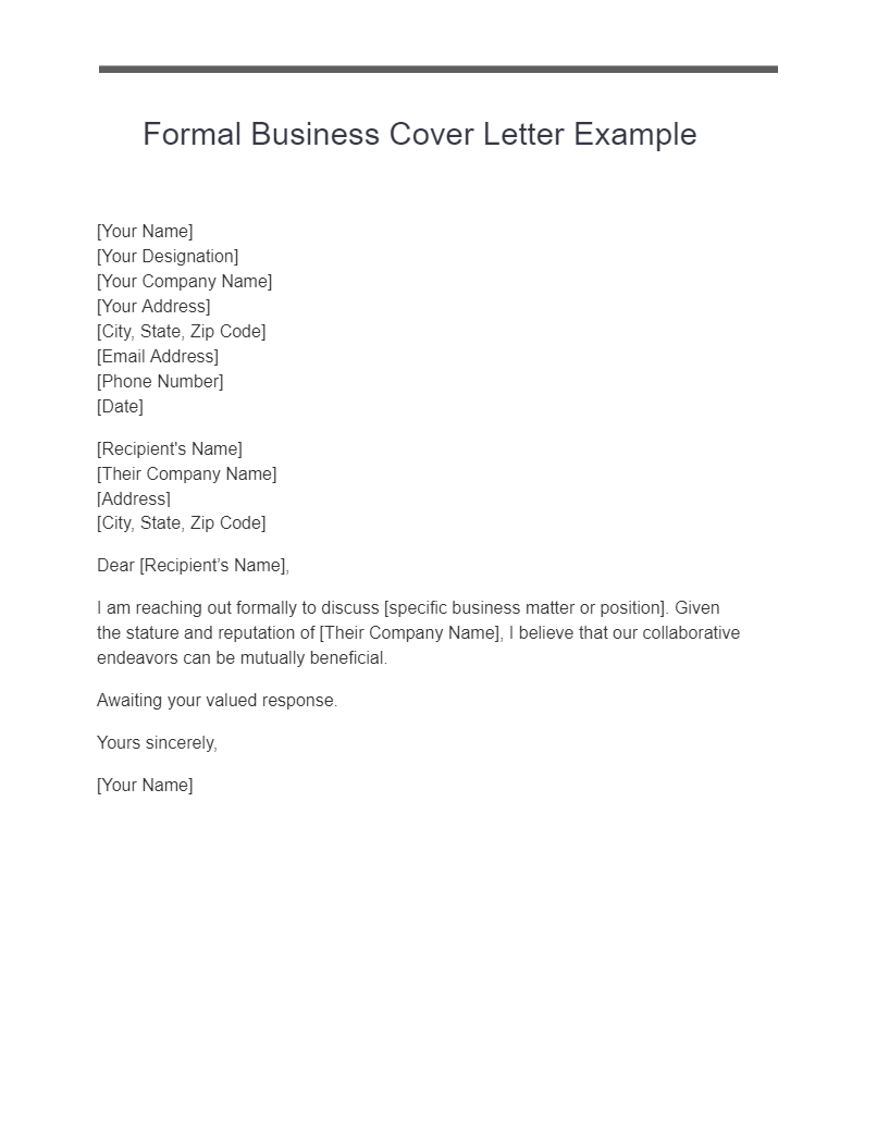 cover letter for business letter