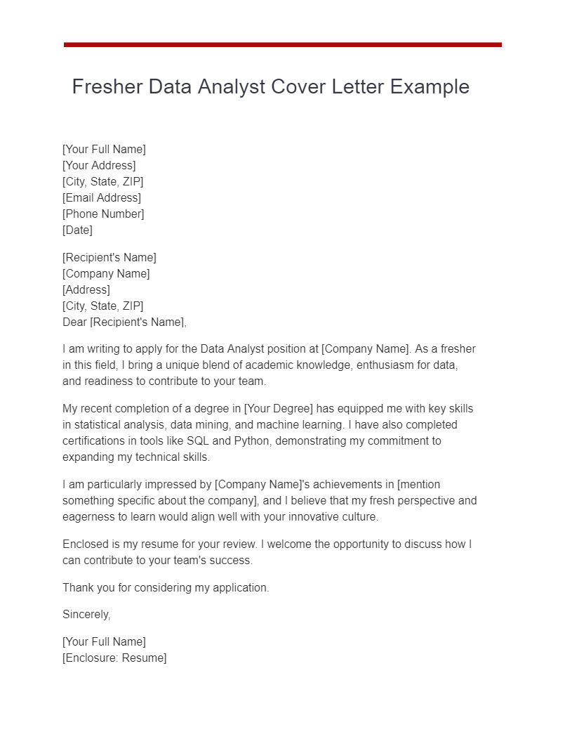 what to include in data analyst cover letter