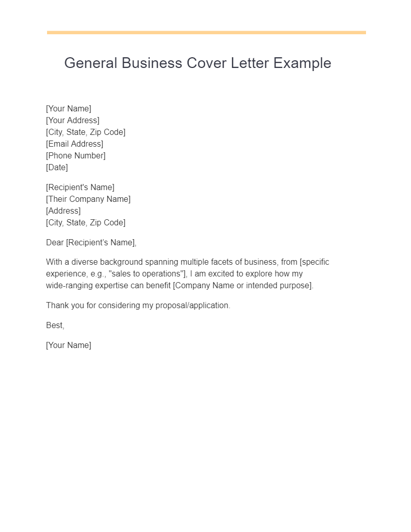 General Business Cover Letter Example