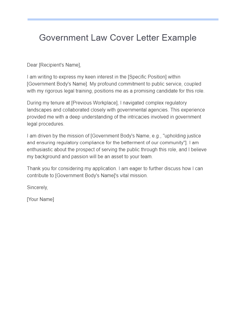 Government Law Cover Letter Example