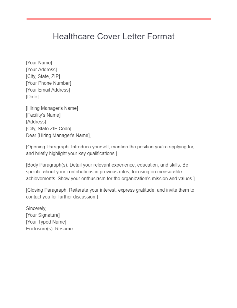 Healthcare Cover Letter Format