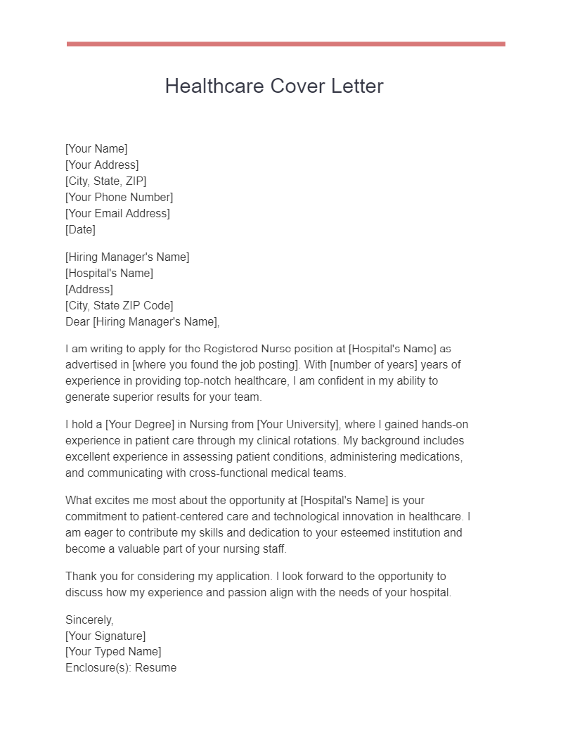 Healthcare Cover Letter