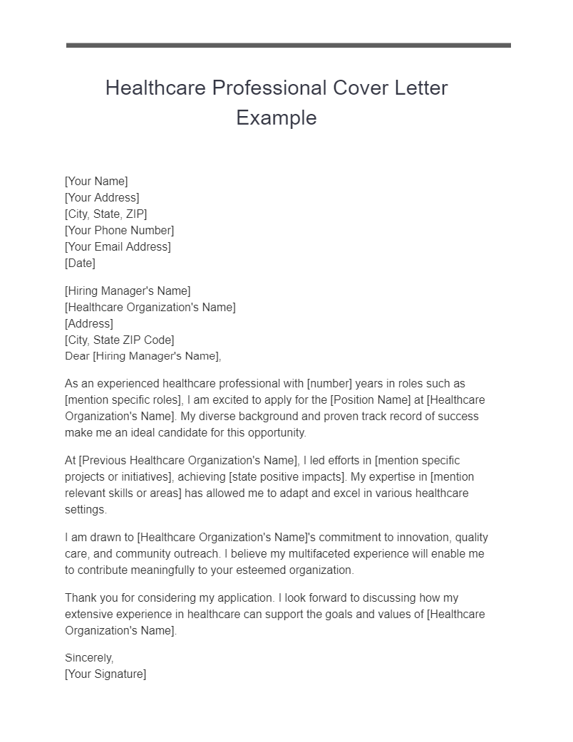 20+ Healthcare Cover Letter Examples, How to write, Tips | Examples