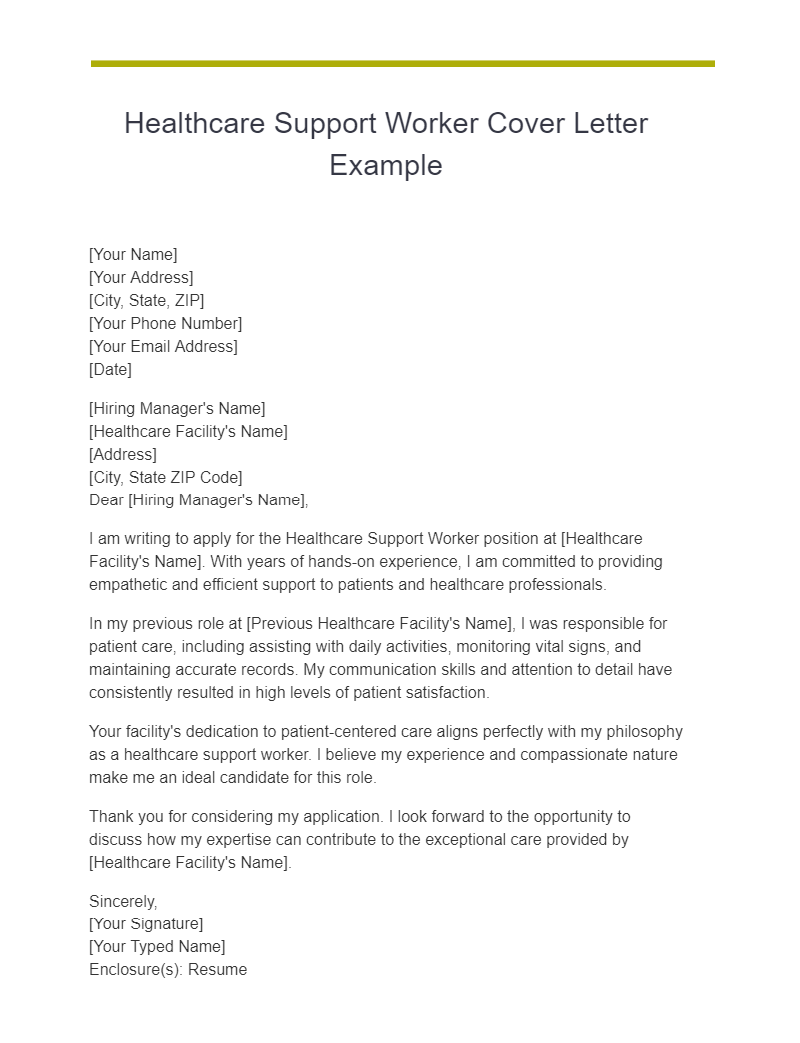 healthcare cover letter template