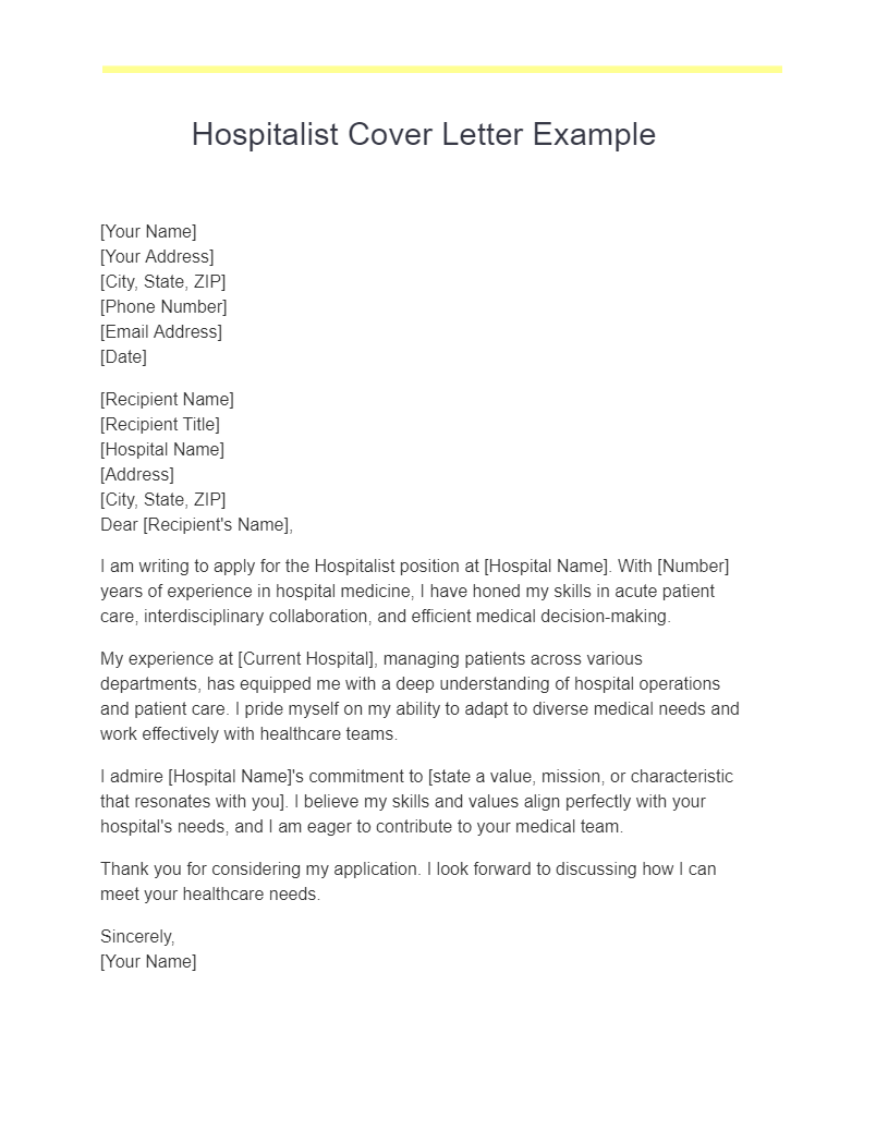 Physician Cover Letter 19 Examples PDF Tips   Hospitalist Cover Letter Example 