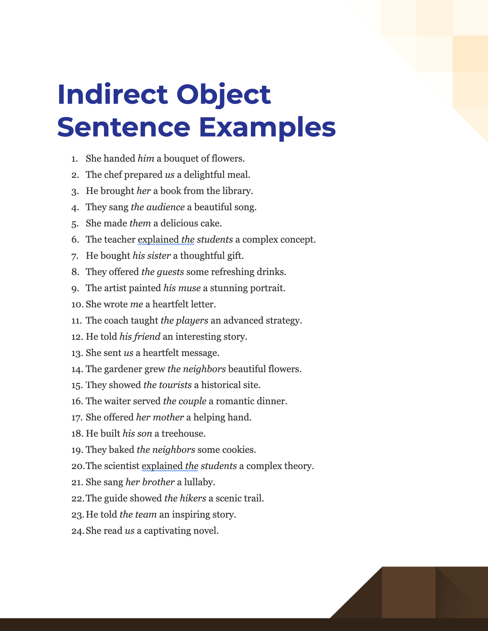 indirect object sentence