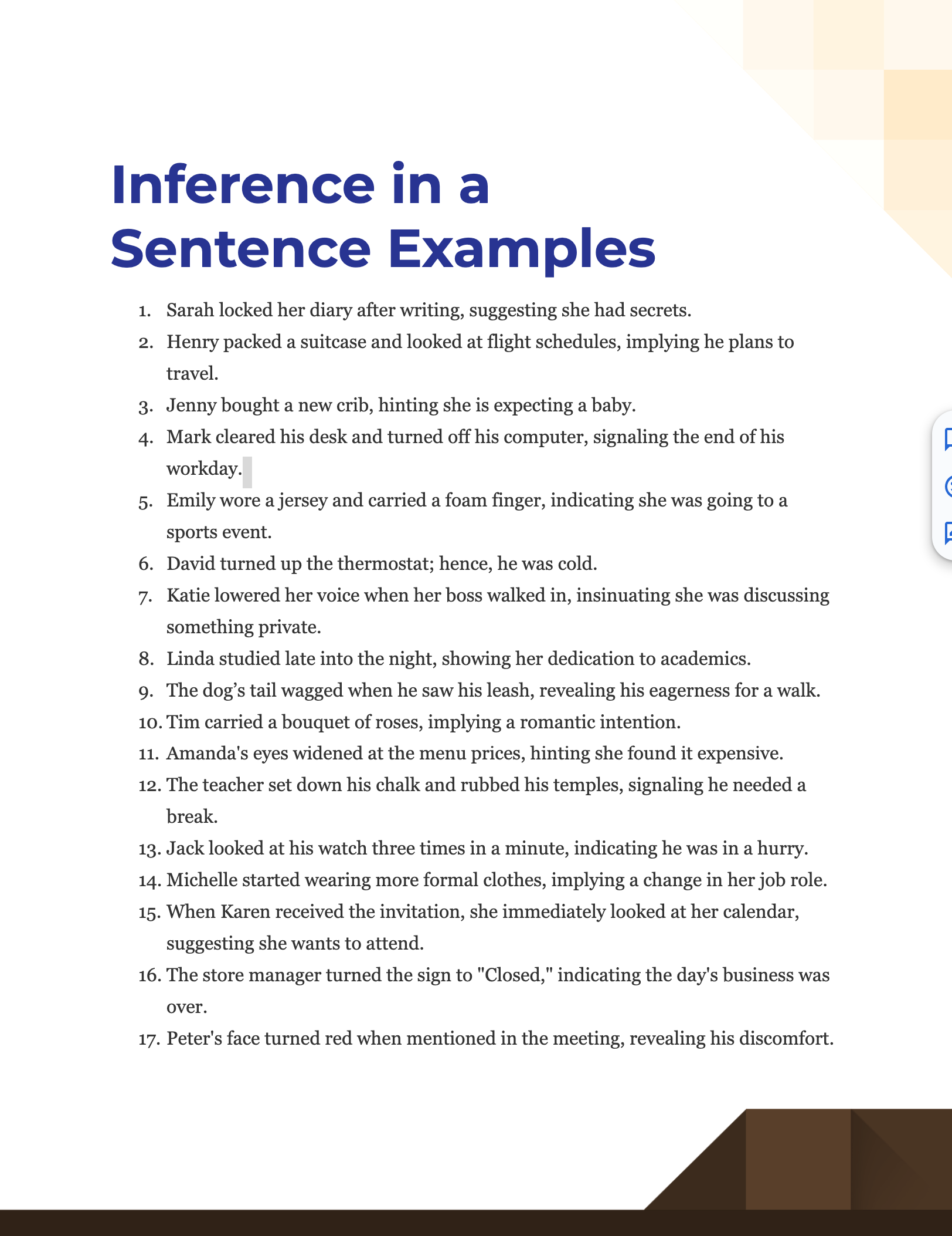 inference in a sentence